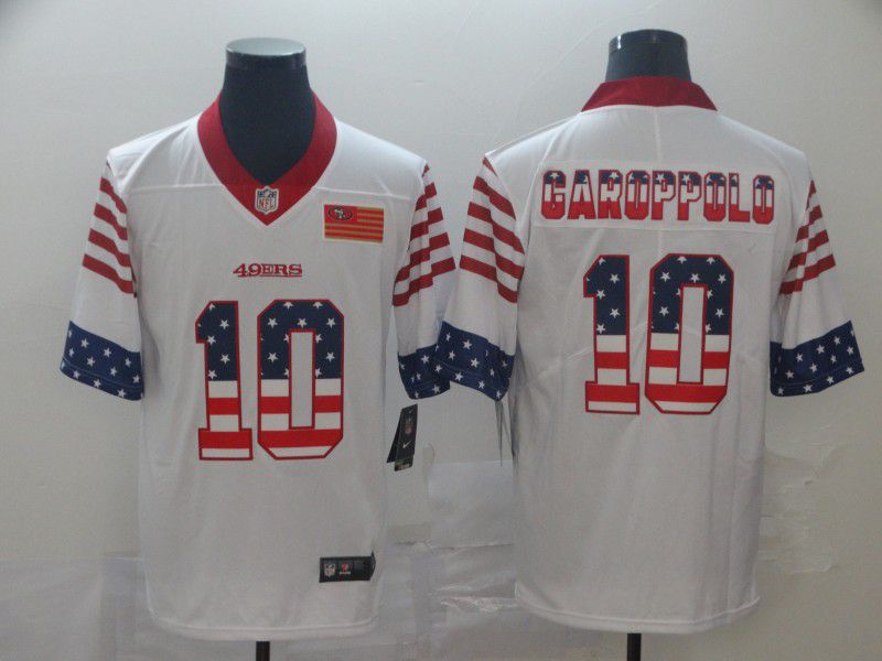 Men San Francisco 49ers #10 Garoppolo White Retro USA Flag Nike NFL Jerseys